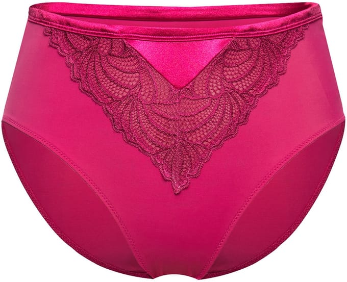 Ulla Popken - Dames - Midislip kant microvezel - Fuchsia - Maat 58+