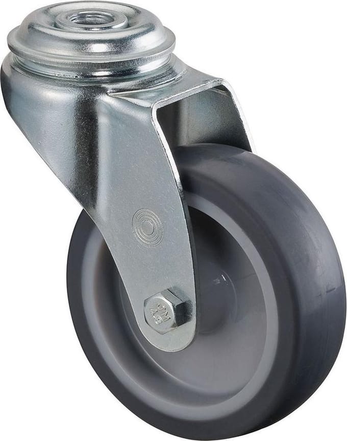 Zwenkwiel 50mm rubber totale hoogte 70mm