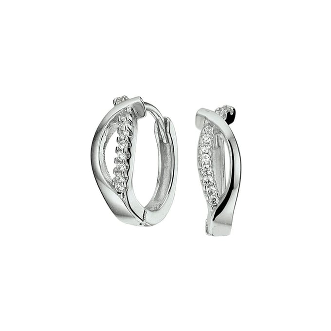 Zilver Gerhodineerd Klapoorringen Zirkonia 1332709