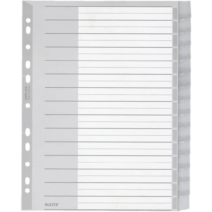 12760000 - Blank tab index - Plastic - Gray - Portrait - A4 - 297 mm