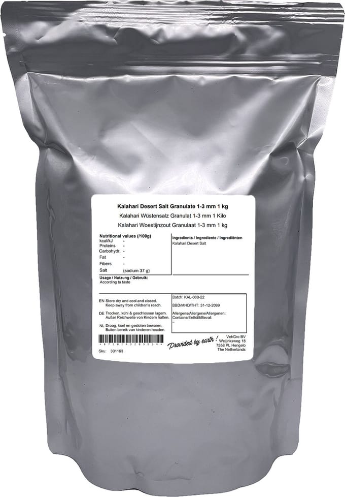 Kalahari Woestijnzout Grof 1 - 3 mm - 1 Kg - Vehgro
