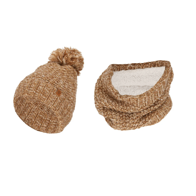 Sarlini - Muts & Colsjaal meisjes - Skiset - Camel- Knitted - One Size