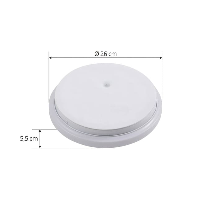 Lindby LED buiten plafondlamp Doki, 26 cm, wit, kunststof