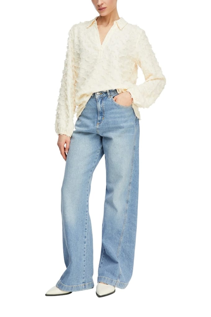 3D Relief Jacquard Lange Mouwen Blouse Dames COMMA