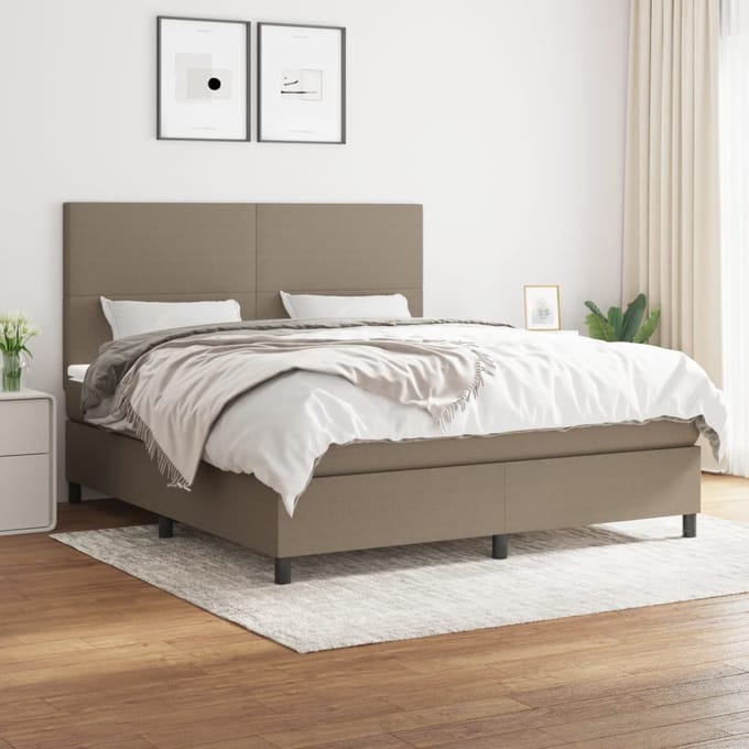 vidaXL - Boxspring - met - matras - stof - taupe - 160x200 - cm