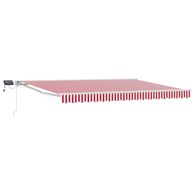 vidaXL - Handbediende - luifel - met - LED's - Rood - en - Wit - 5 - × - 3,5 - m