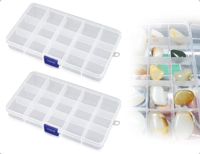 Set van 2 Transparante Plastic Sorteerdozen met 15 Compartimenten - Sieraden en Schroeven Organizer