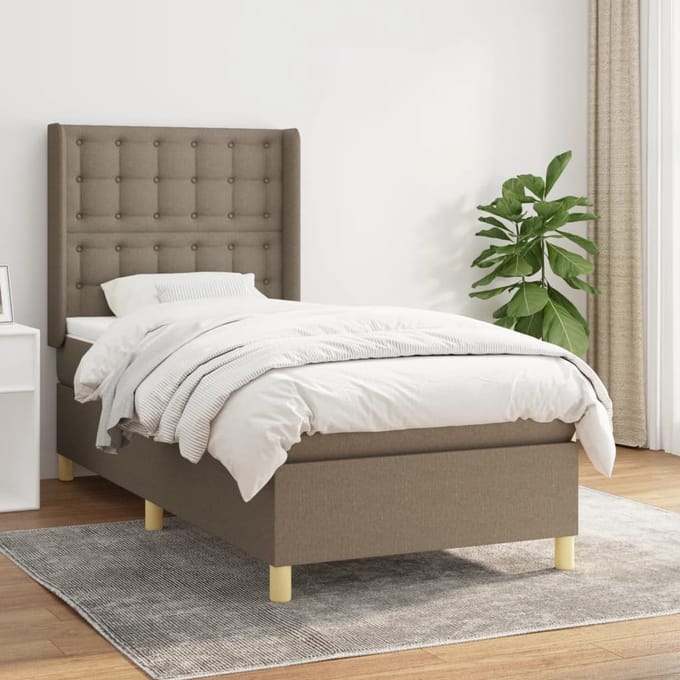 vidaXL - Boxspring - met - matras - stof - taupe - 80x200 - cm