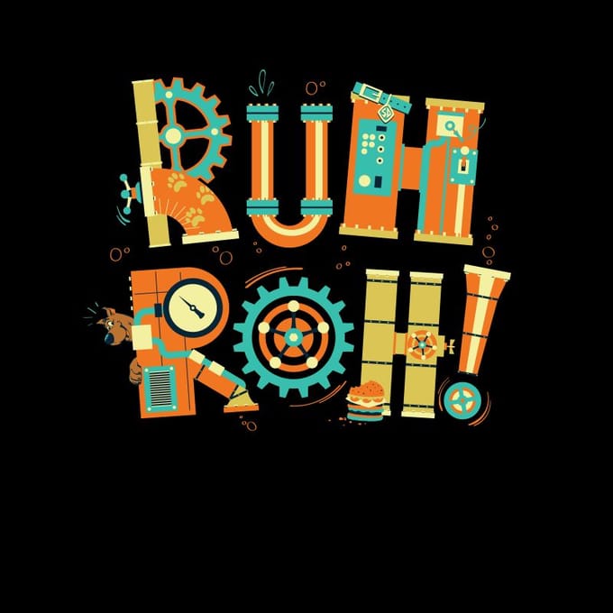 Ruh-Roh! Clockwork Men's T-Shirt - Black - 5XL