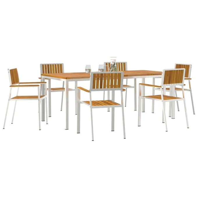 vidaXL Buiten Eettafel Set 7 pcs Bruin Massief Acacia Hout