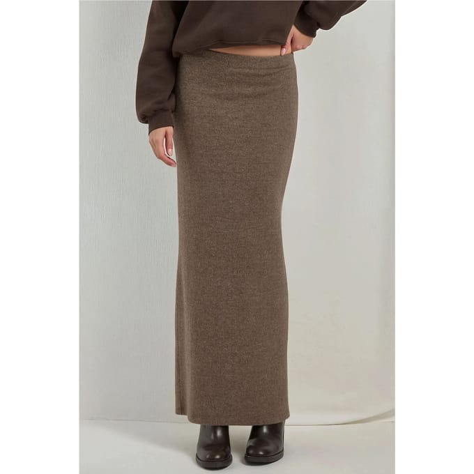 Elastische Taille Zachte Textuur Rok met Split