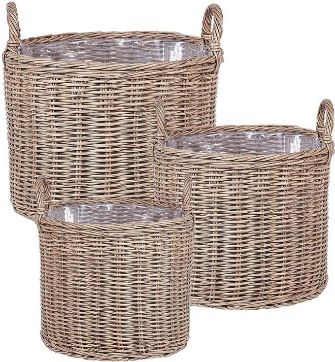 PENDULA - Bloempot set van 3 - Lichtbruin - PE rotan