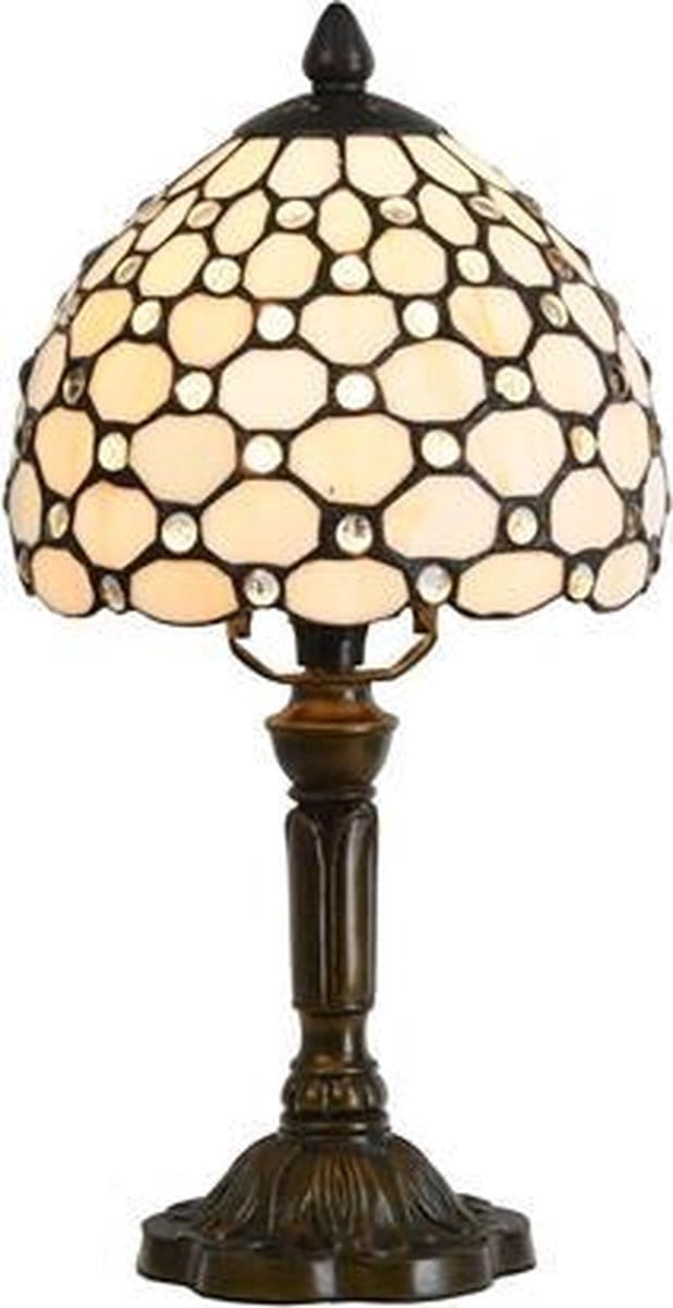 Lumilamp Tiffany Tafellamp Ø 20x38 cm Wit Bruin Glas
