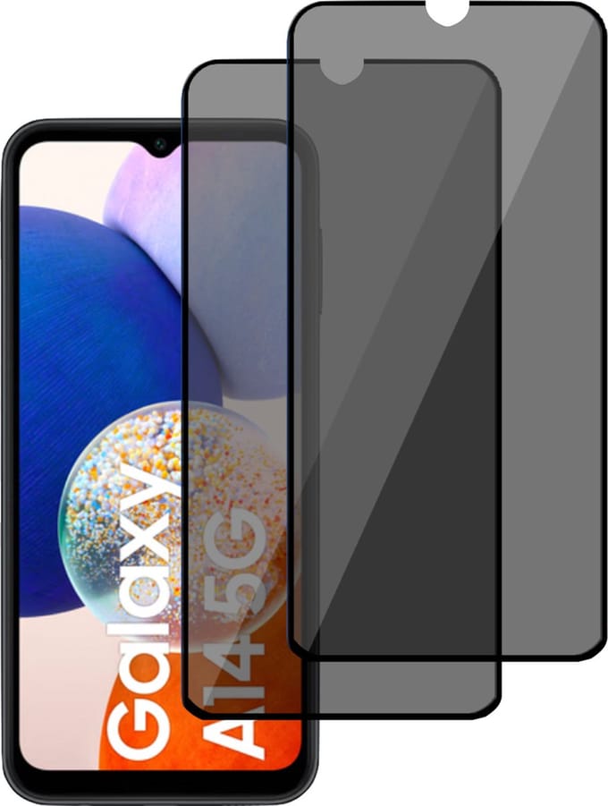 2x Privé Screenprotector geschikt voor Samsung A14 5G – Privacy Screen Protector Tempered Glass