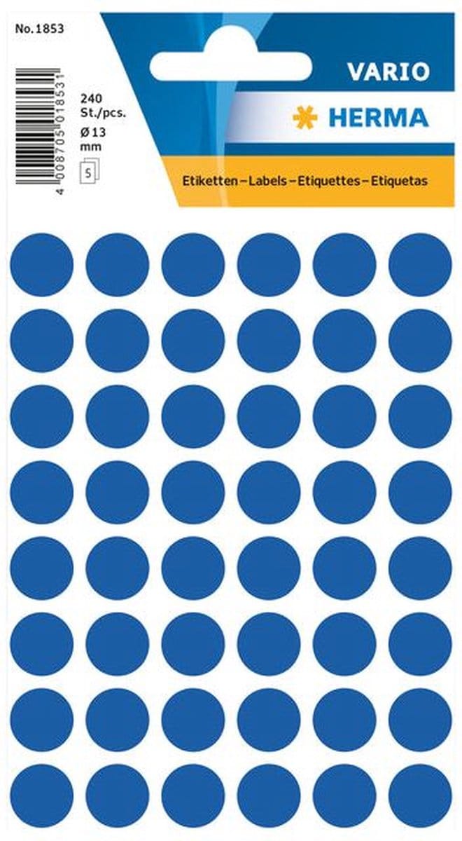 Etiket herma 1853 rond 13mm donkerblauw 240st | 10 stuks