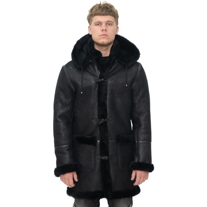 Heren winter schapenvacht capuchon duffelcoat-Helsinki