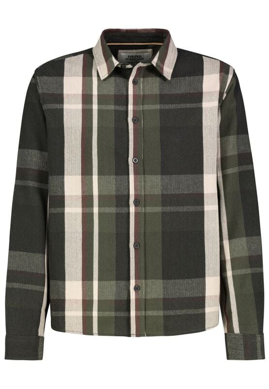 Sublevel Longsleeve - CHECK SHIRT IN HERRINGBONE STRUCTURE - S tot XXL - voor Mannen - groen-grijs