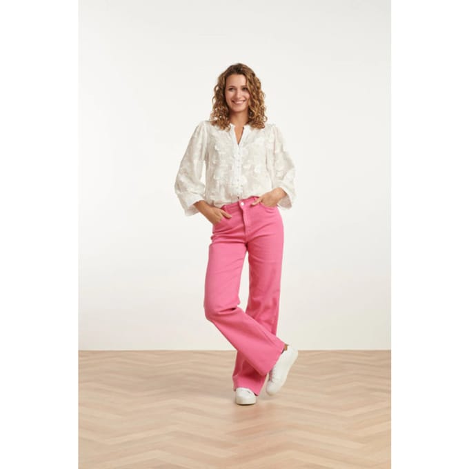 Smashed Lemon 25207 roze denim straight jeans