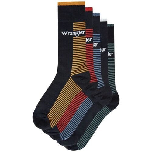 Wrangler WRA sokken cadeaudoos bruin-navyblauw effen/gestreept-43-46