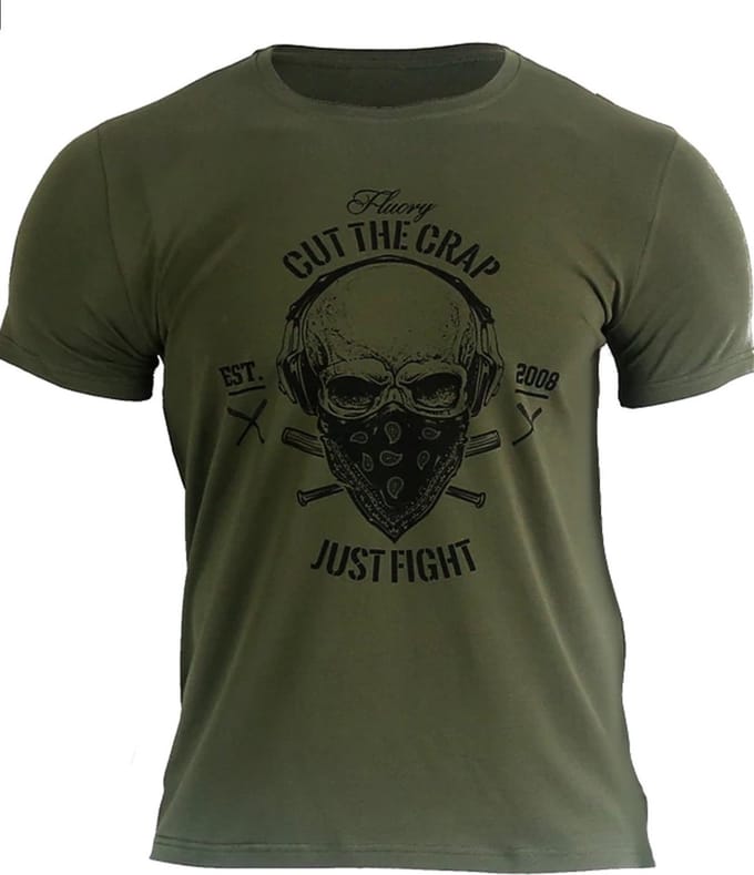 Fluory Cut the Crap Just Fight T-shirt Military Green - L