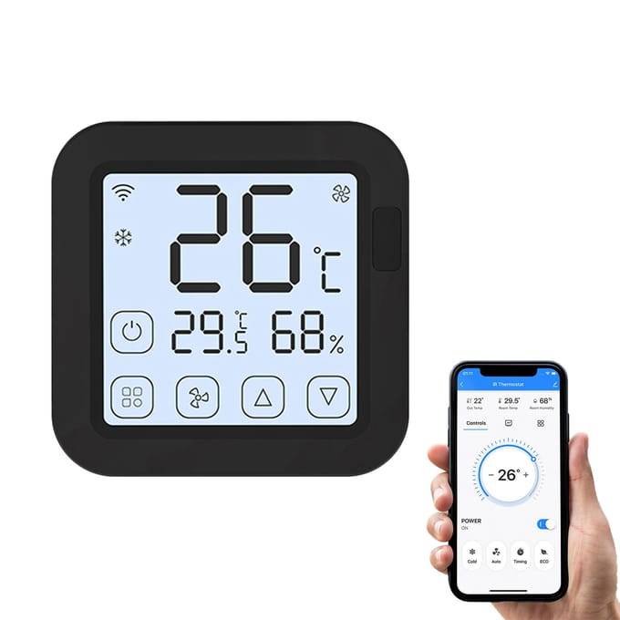 Tuya Smart Wifi IR Airconditioner Controller Thermostaat met LCD-scherm App-regeling Temperatuur zwart