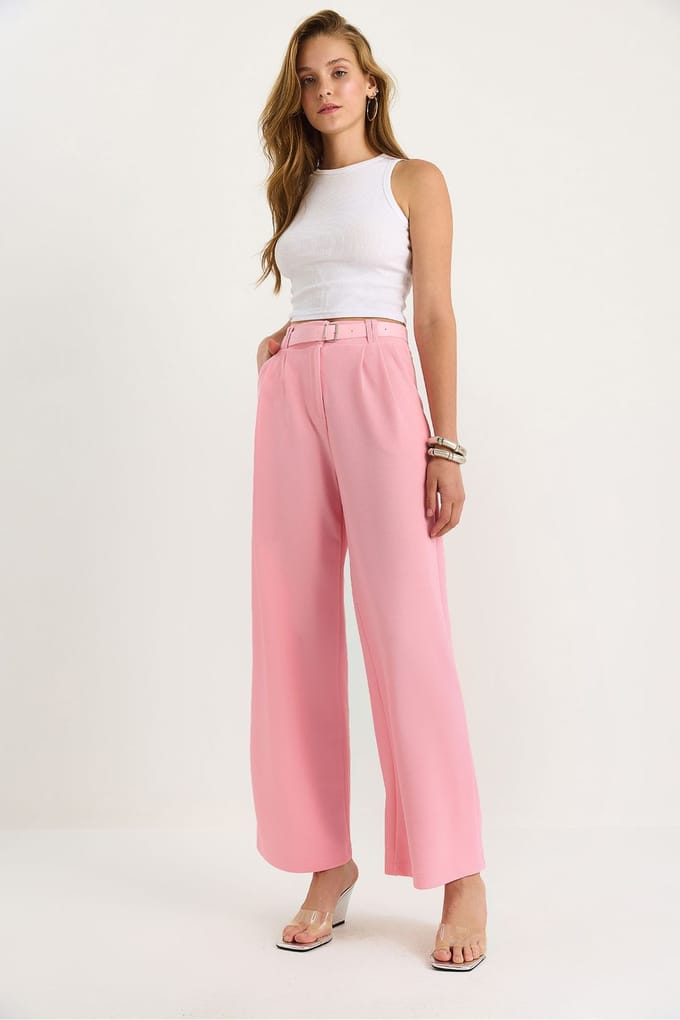 Gesp Breit Leg Tricot Broek