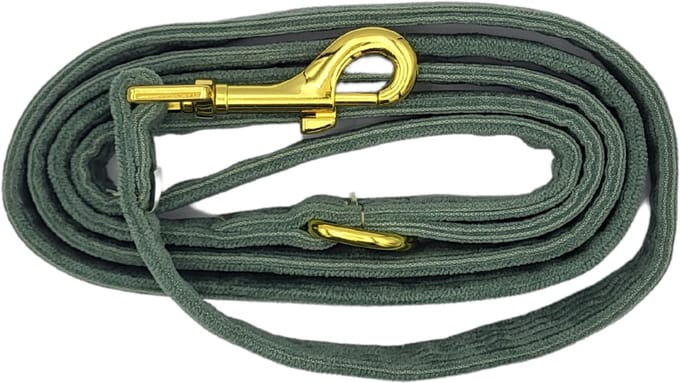 By Ollies hondenriem corduroy – Eucalyptus - hardware goud - 152x2 cm - wandelen