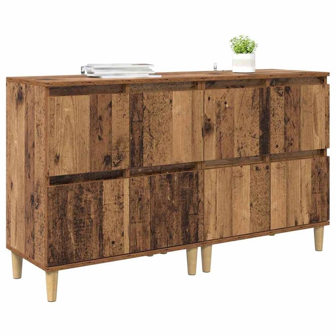 vidaXL - Dressoirs - 2 - st - Oud - Hout - 60 - x - 35 - x - 70 - cm - Bewerkt - hout