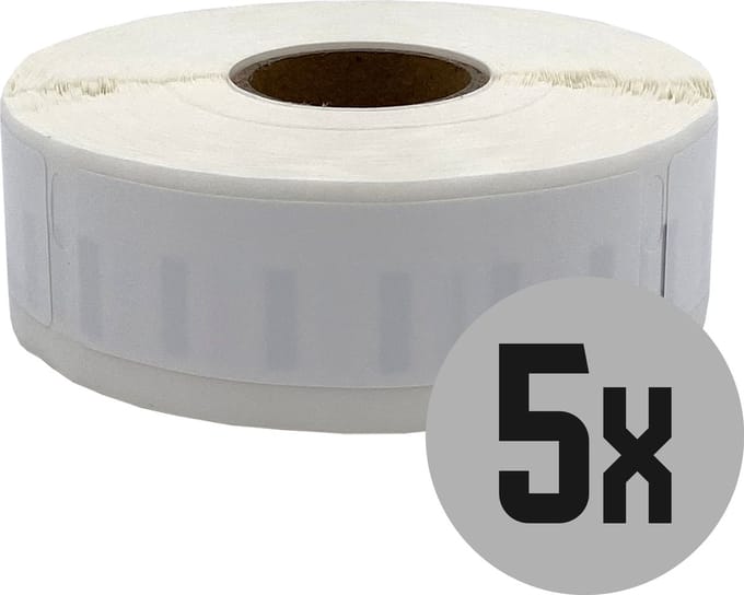 DULA Dymo Compatible labels - Wit - 1933085 - 2112284 - Duurzame barcode etiketten - 5 rollen - 64 x 19 mm - 450 labels per rol
