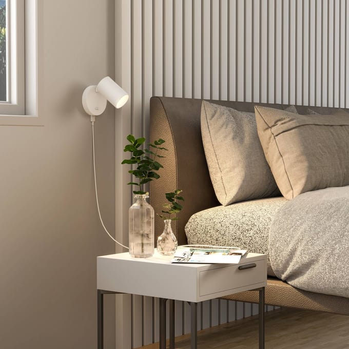 Deko-Light CAN TILT wandspot, wit, Ø 10 cm, metaal, schakelaar, USB