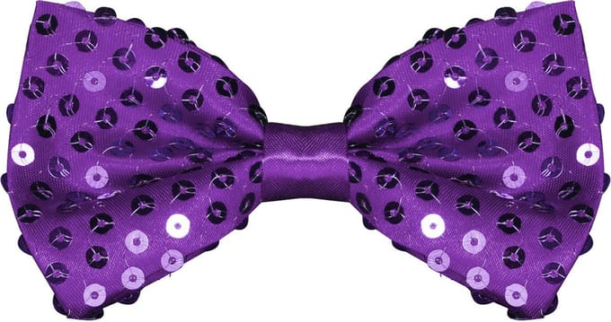 Pailletten Strik Paars - Wilbers & Wilbers - Glitter Vlinderdas - Verkleedaccessoire - Carnaval, Gala & Feest