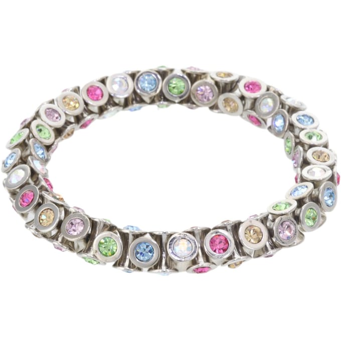 Behave – Armband – Multicolor – Zilverkleur – Elastisch – Kristal – Rond