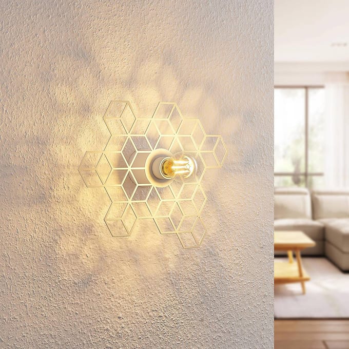 Lucande Alexaru wandlamp, honingraat, wit