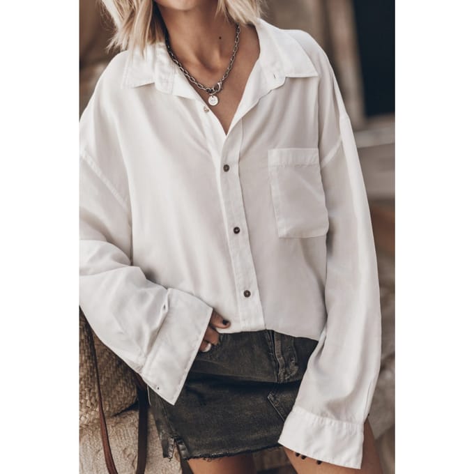 Mikuta The White Loose Lyocell Shirt White Taglia: M | Magliette intime Outlet | Donna | Bianco