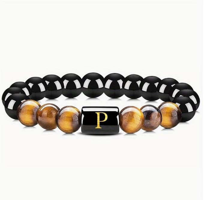 Armband met stenen kralen letter P
