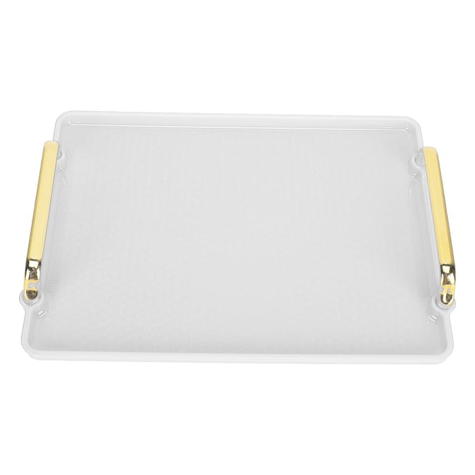 Decoratief Dienblad Elegant Exquise Textuur Ergonomisch Serveerblad met Handvatten voor Schoonheidsproducten wit