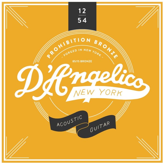 D'Angelico Prohibition Bronze Acoustic 12's 85/15 Medium Light 12-54 snarenset