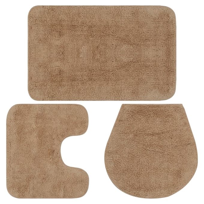 vidaXL - Badmattenset - stof - beige - 3-delig