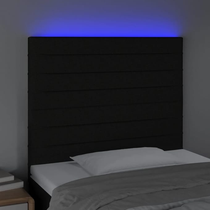 vidaXL - Hoofdbord - LED - 100x5x118/128 - cm - stof - zwart