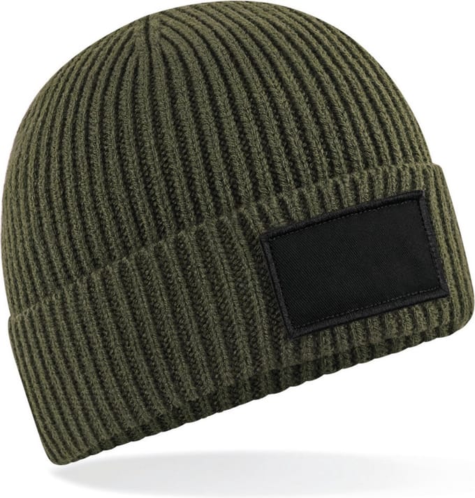 Beechfield Trendy muts met patch B442R - Military Green / Black - One size