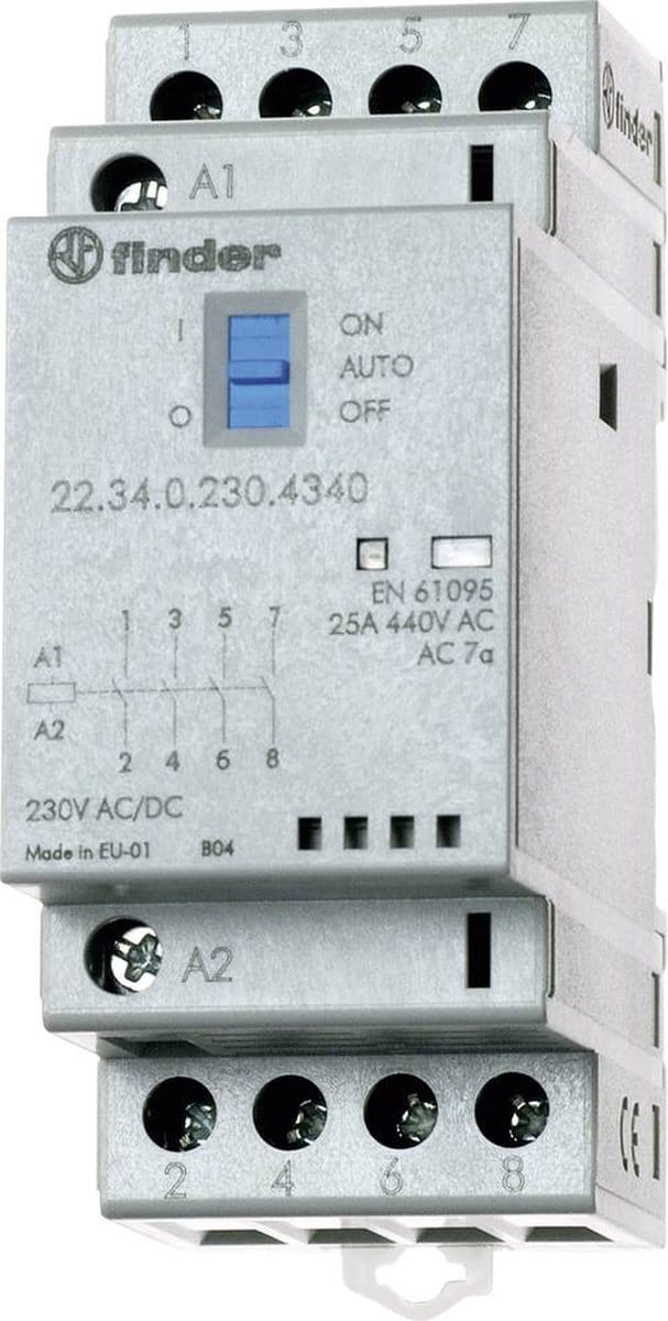 Finder 22.34.0.048.4720 Contactor 3x NO, 1x NC 48 V/DC, 48 V/AC 25 A 1 stuk(s)