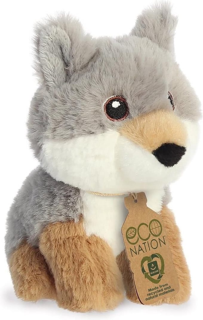 Aurora Pluche wolf - 13 cm - dieren knuffels - Knuffeldieren wolven speelgoed