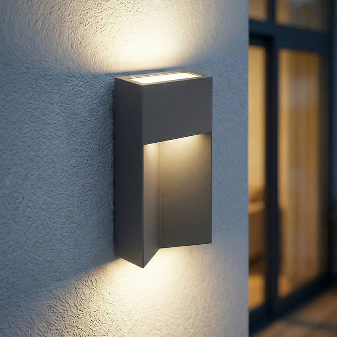 Lucande LED buiten wandlamp Kaholo, matzwart, CCT, IP44