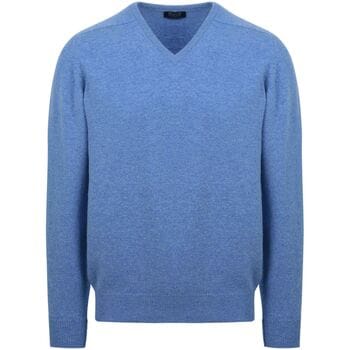 William Lockie V-Hals Lamswol Jeans Melange - Maat XXL - Heren - Pullovers