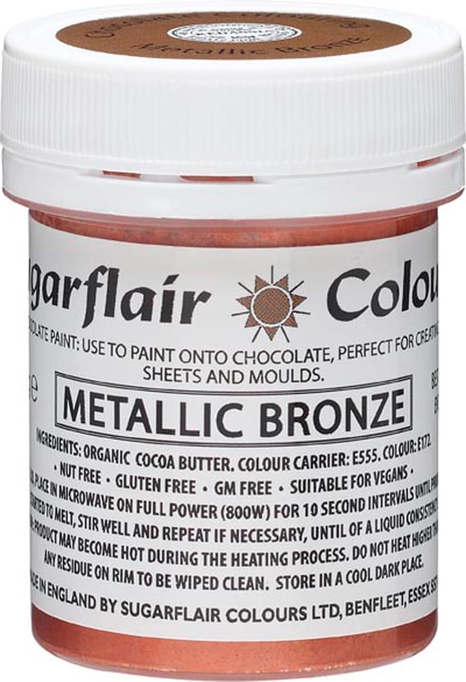 Sugarflair Chocolate Colour - Metallic Bronze - 35g - Chocolade Kleurstof - Voedingskleurstof