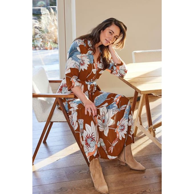 DIDI Dames Dress Parade Brown Daydream print maat 34
