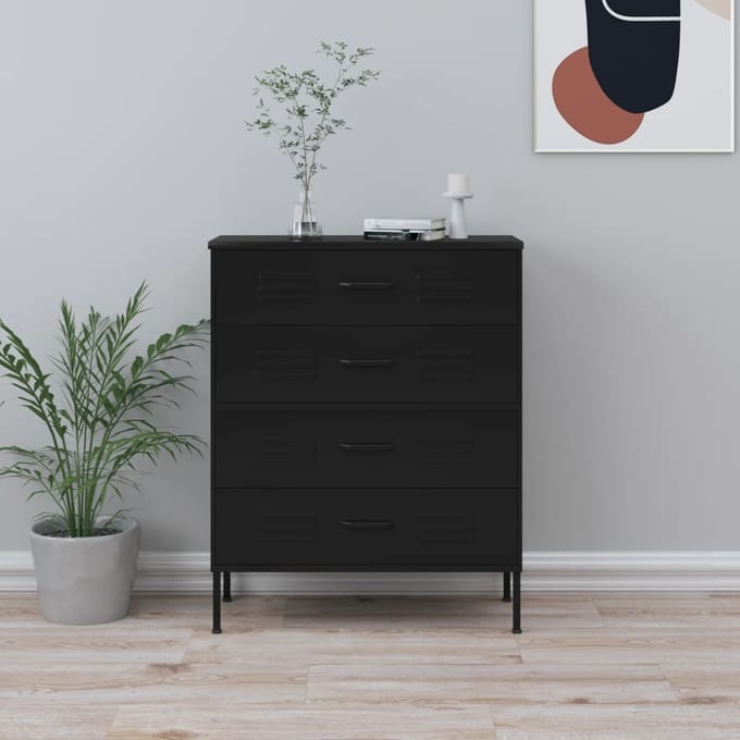 vidaXL - Ladekast - 80x35x101,5 - cm - staal - zwart