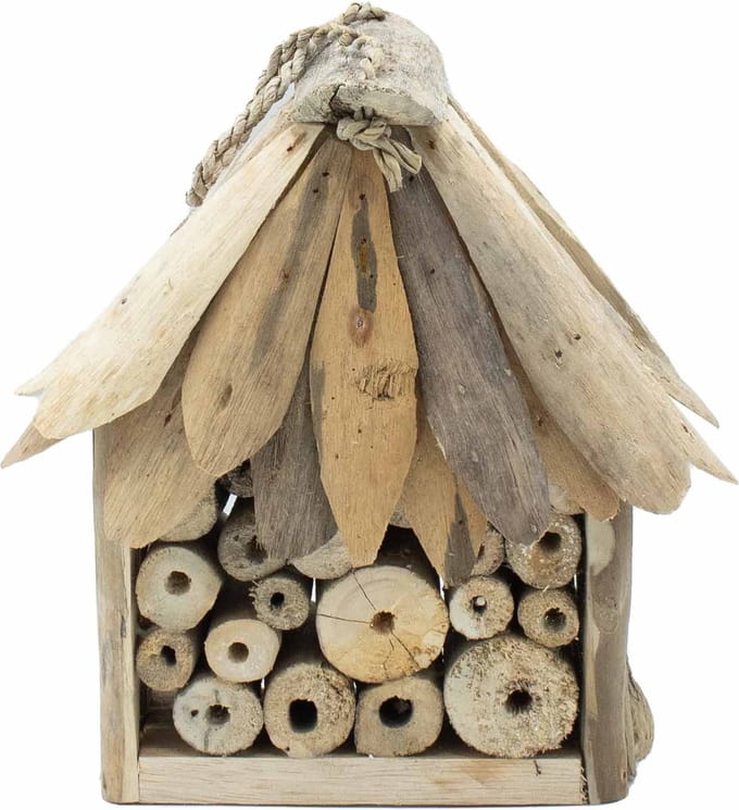 Bijen & Insecten Hotel Van Drijfhout - Handgemaakt In Indonesië - 22x20x12cm