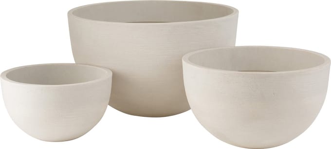 J-Line bloempot Rond Laag - keramiek - wit - 3 stuks - Ø 60 cm
