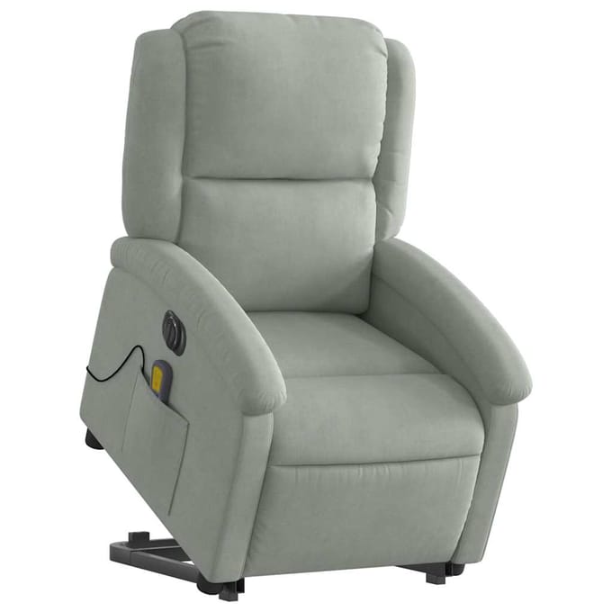 vidaXL - Sta-op-massagestoel - elektrisch - verstelbaar - fluweel - lichtgrijs